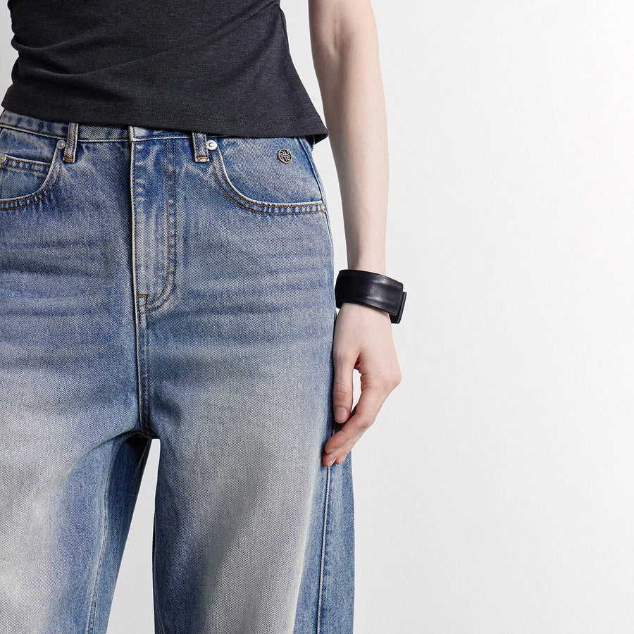 Calça Jeans Feminina Barrel Cintura Alta
