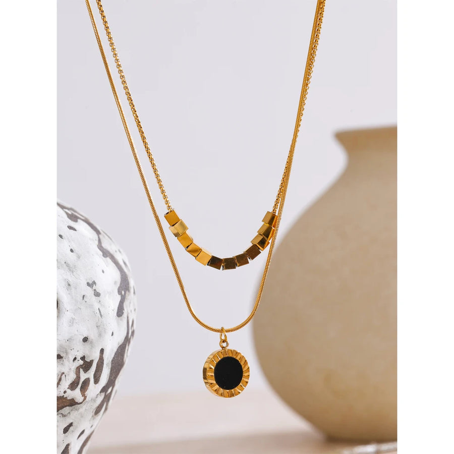 Colar Feminino de Camadas Redondo em Aço Inoxidável