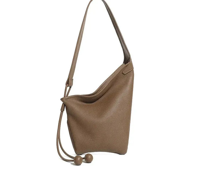 Bolsa Feminina de Couro Legítimo Vintage com Zíper e Compartimentos Internos