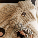 Cobertor de pele sintética de coelho | Delamantina Dark Khaki 150x200CM