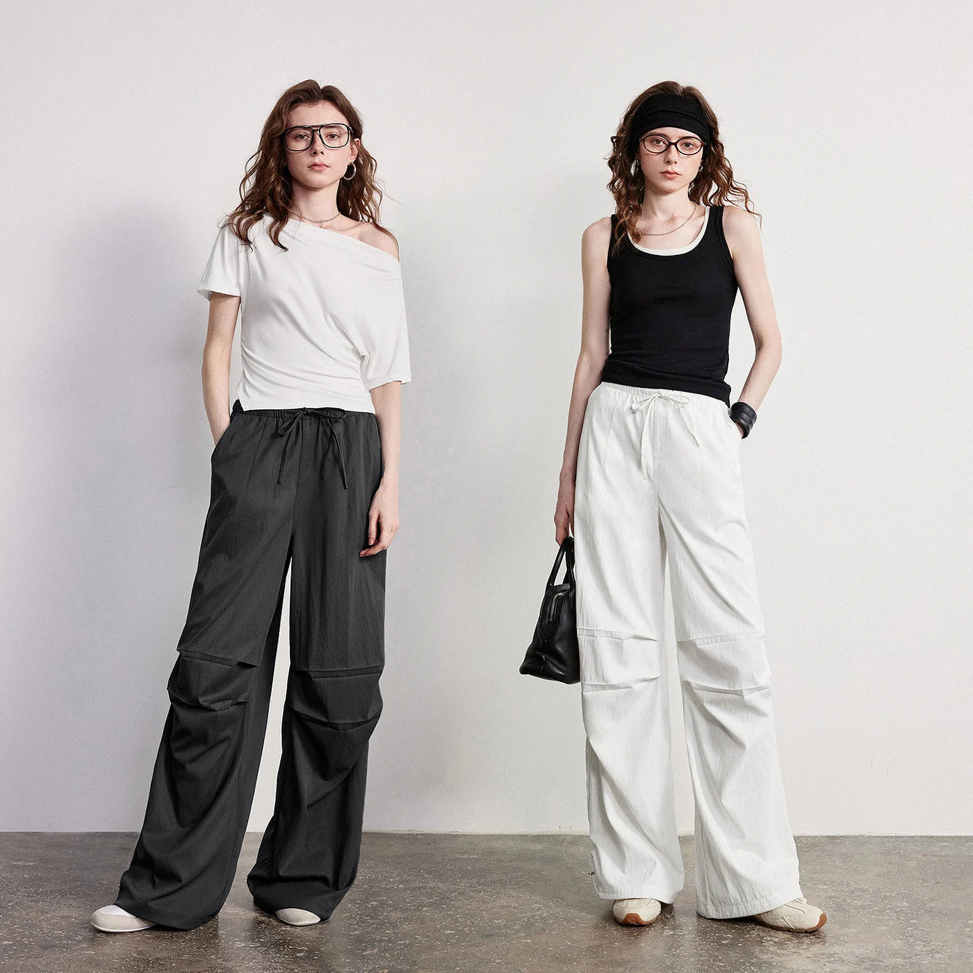 Calça Cargo Feminina Wide Leg Cintura Alta
