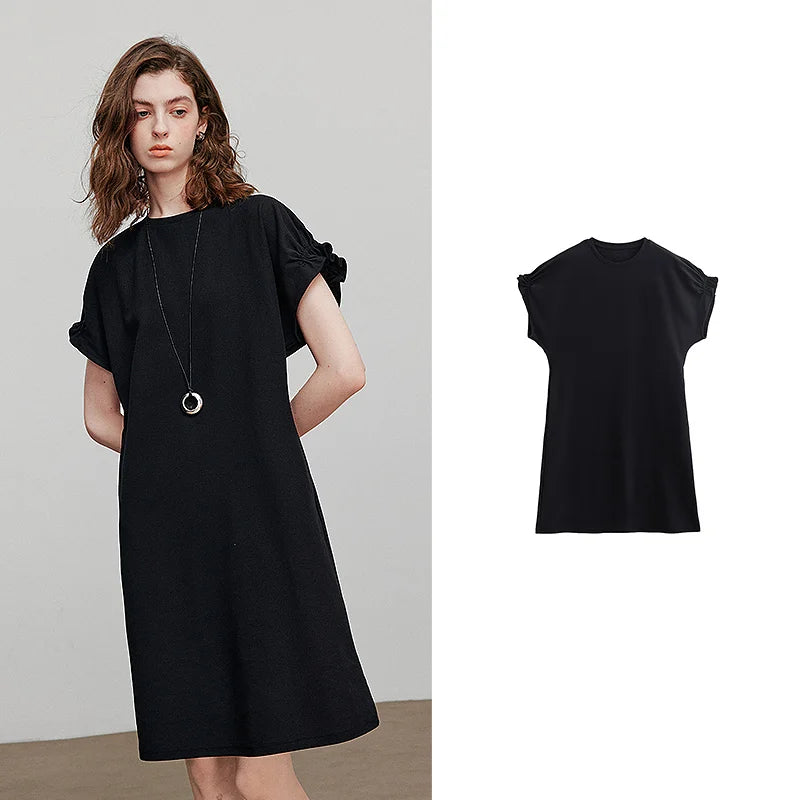 Vestido Curto de Algodão com Bolsos Black