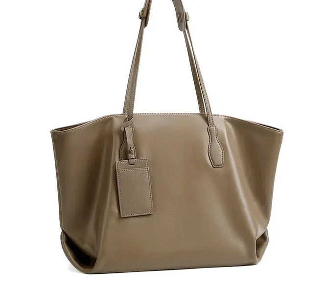 Bolsa Feminina de Couro Legítimo Grande Vintage Tote para Ombro
