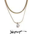Colar Feminino de Camadas Gota com Zircônia em Aço Inoxidável 4