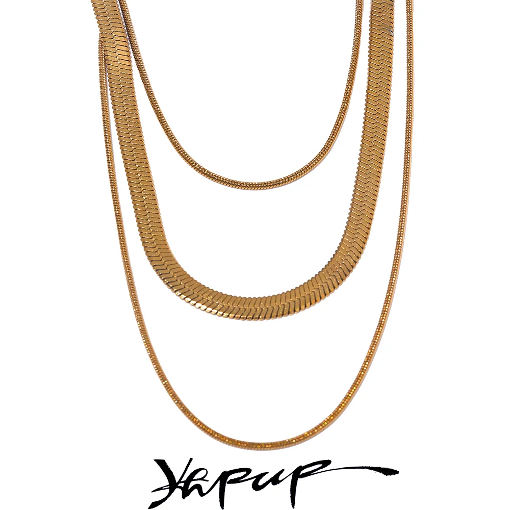 Colar Feminino de Camadas Gota em Aço Inoxidável 6