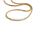 Yhpup Stainless Steel Natural Shell Chain Necklace Gold Silver Color Stain Less Metal Modern Jewellery Waterproof Daily Gift YH3431A Gold