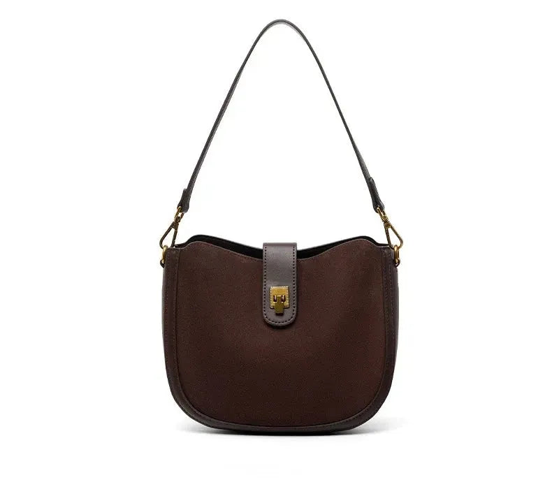 Bolsa Feminina de Couro Legítimo Pequena Formato Shell Vintage para Uso Casual