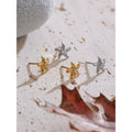 Yhpup Ocean Style Bling Zirconia Starfish Star Daily Stud Earrings Anti Allergic Stainless Steel Small Popular Jewelry Recommend