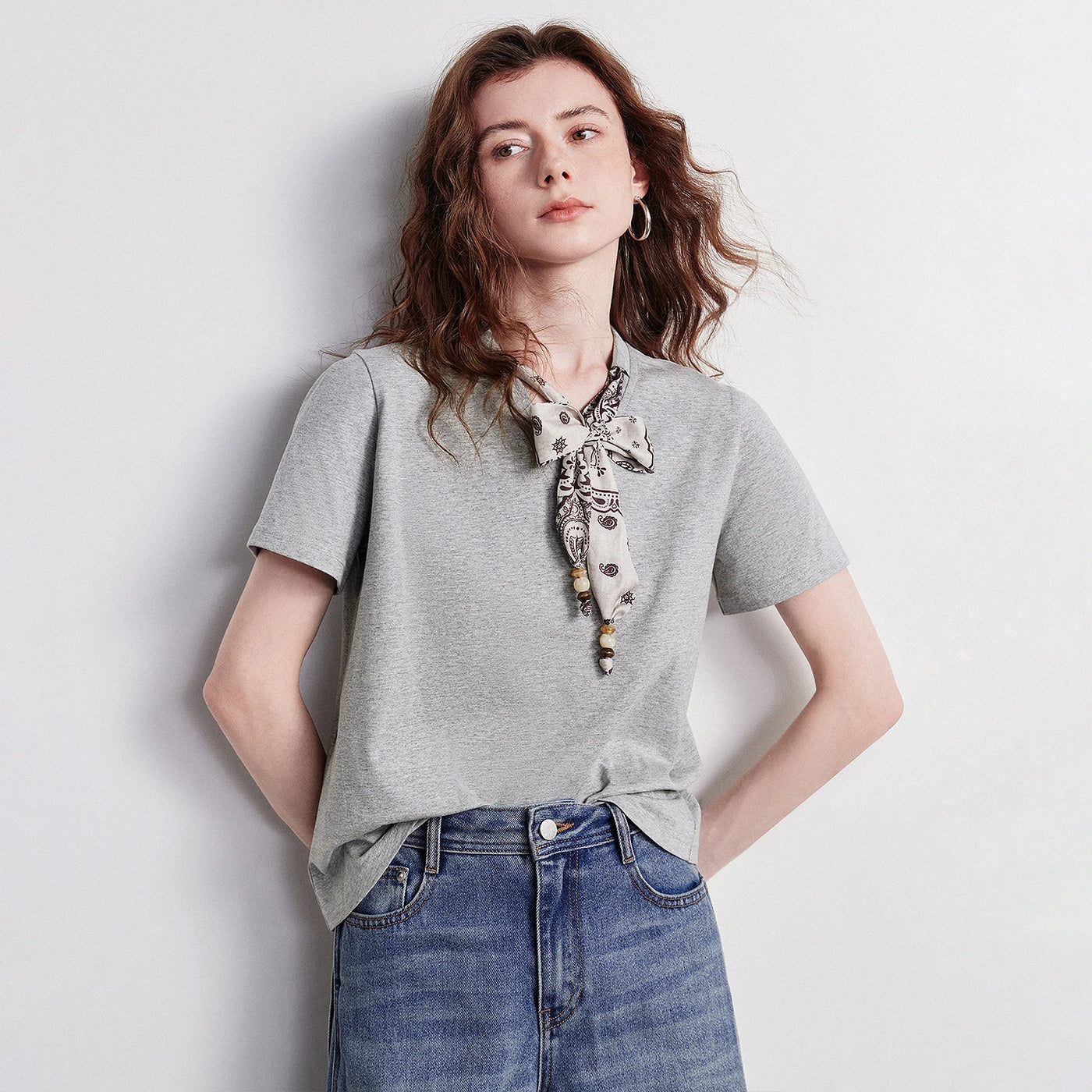 Camiseta Feminina de Algodão com Estampa Boho
