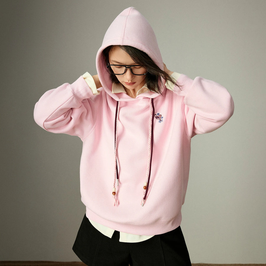 TOYOUTH Mengzhu Daji Co-branded Capybara Velvet Heated Hoodie for Women 2025 Winter New Hooded New Year Top