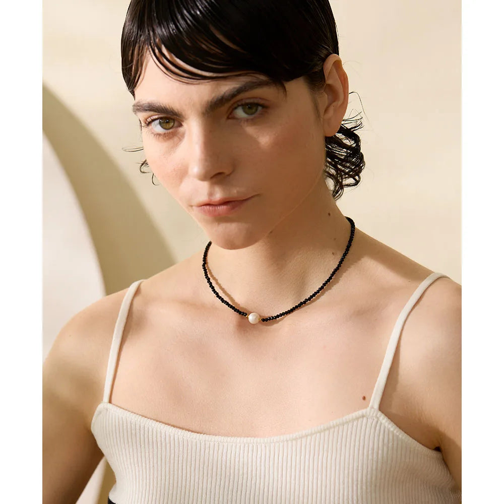 Gota em Colar Feminino com Pérola de Aço Inoxidável