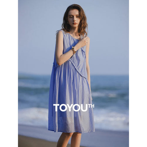 Vestido Midi de Liocel sem Manga com Amarração