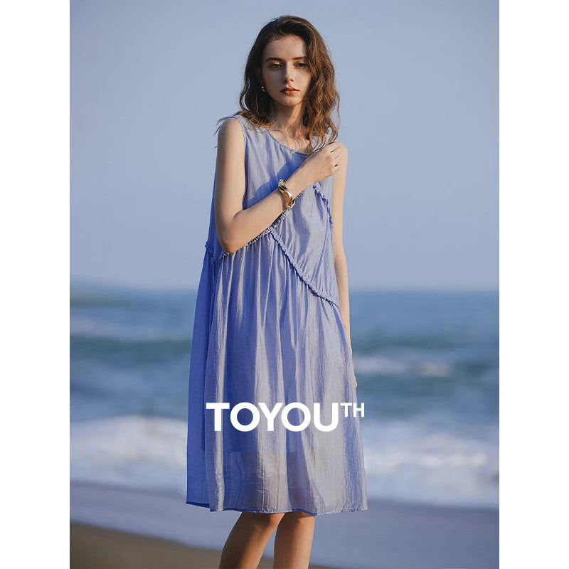 Vestido Midi de Liocel sem Manga com Amarração