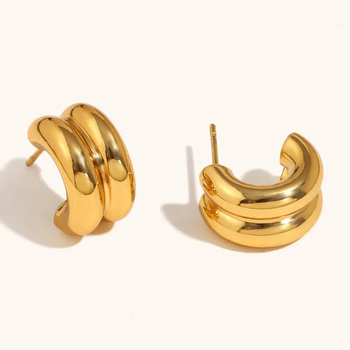 Brinco de Pino Volumoso com Banho Ouro 18K