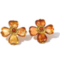 Yhpup Acrylic Fashion Flower Pendant Necklace Adjustable Ring Earrings Set 2025 Stainless Steel Trendy Jewelry Gift Multi-color Earrings Amber