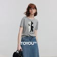 Blusa de Tricô Manga Curta com Bordado Divertido