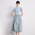 Vestido Midi de Liocel e Algodão com Recortes