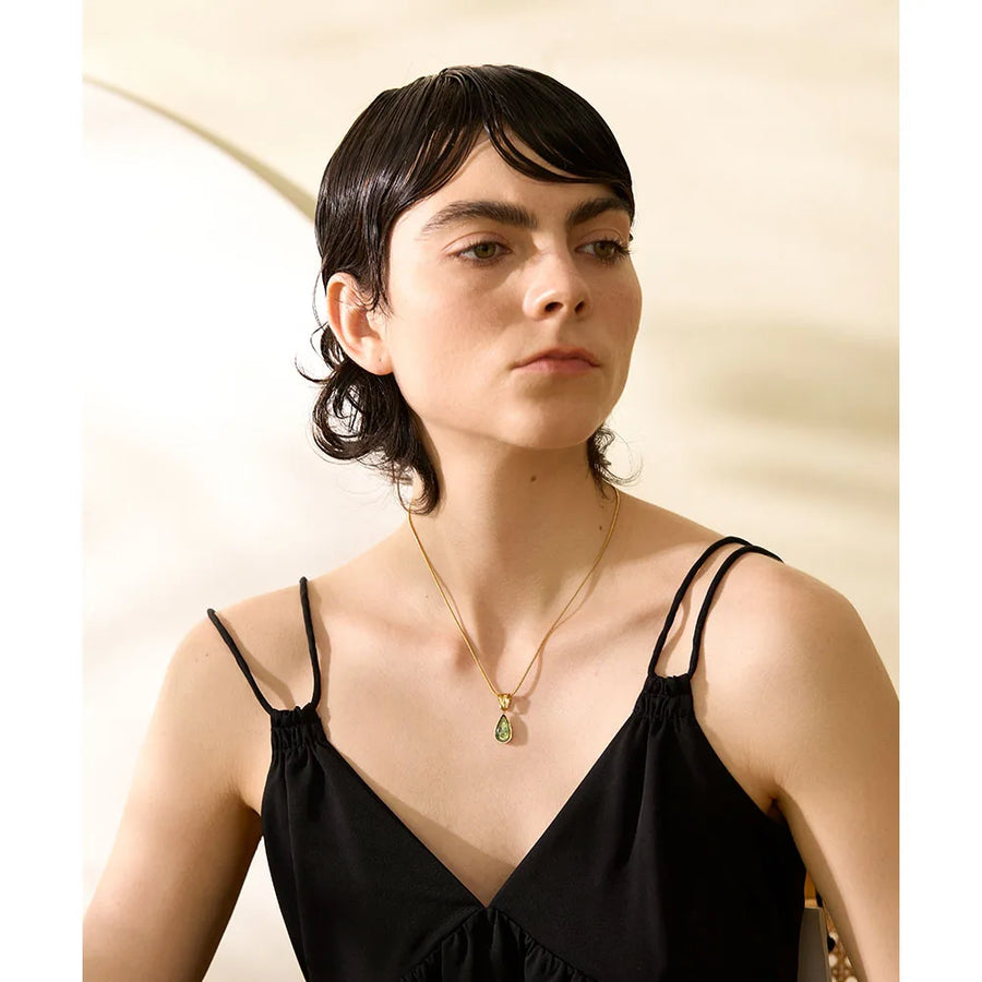 Colar Feminino Gota com Cristal em Aço 316L