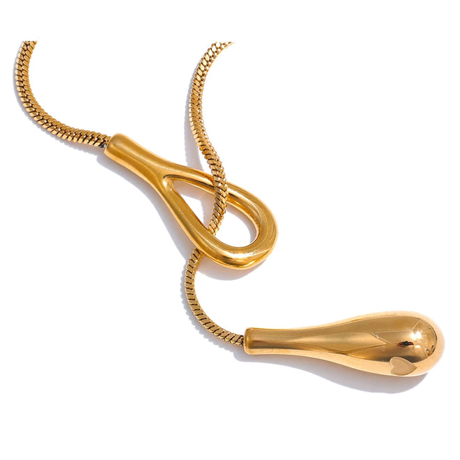 Yhpup Distinctive 316L Stainless Steel Exquisite Chain Fashion Necklace 18K PVD Plated Water Resistant Charm Gold Color Jewelry YH3979A Gold