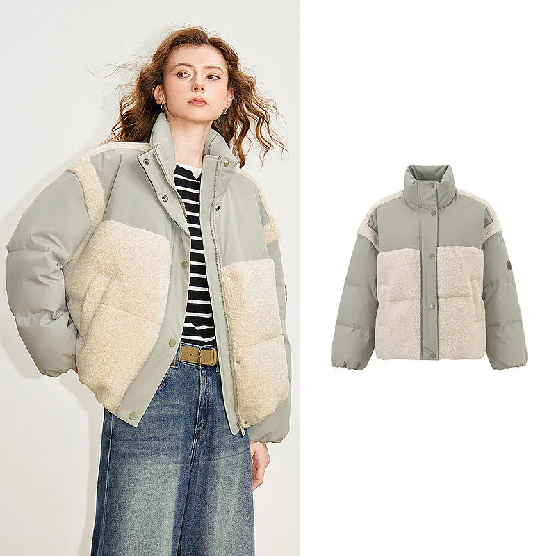 Jaqueta Puffer Feminina Leve com Fleece e Tecido Oxford Green