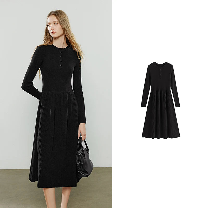 Vestido Midi de Malha Ajustado para Inverno black