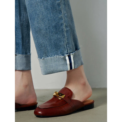 Calça Jeans Feminina Reta Cropped com Patchwork