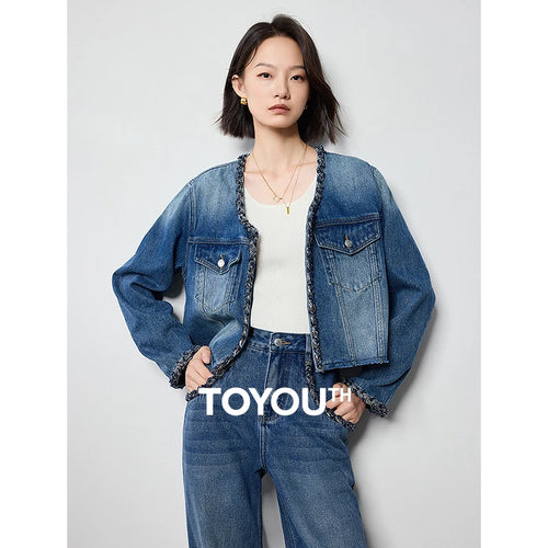 Jaqueta Jeans Feminina Cropped com Lavagem