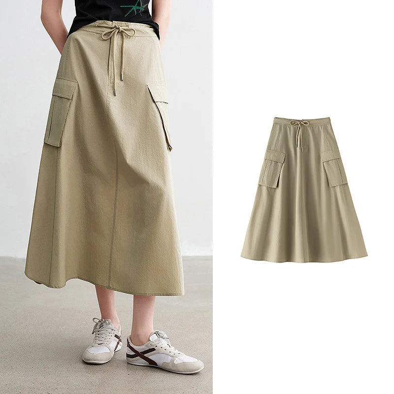 Saia Midi Feminina Cargo Evasê