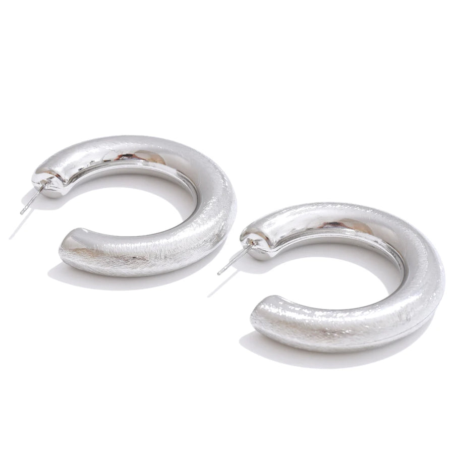 Brinco de Argola C-Shape em Aço Inoxidável Ouro 3