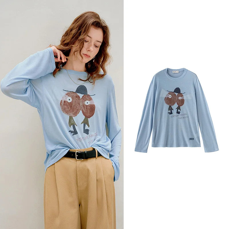 Cardigan Feminino de Liocel e Lã com Estampa Artística