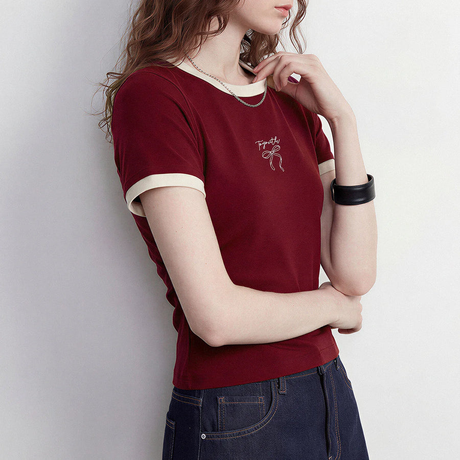 Camiseta Feminina Antibacteriana Color Block com Laço