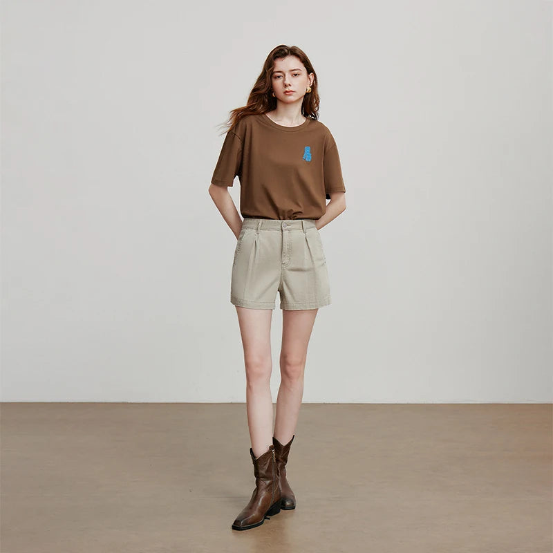 Short Saia Feminino de Liocel e Algodão com Bolsos