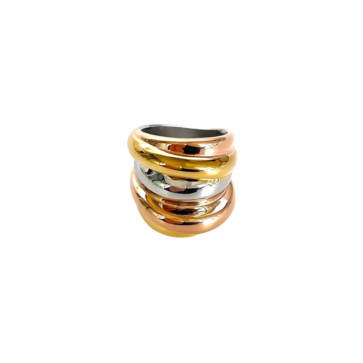 Anel Espiral Irregular Minimalista em Aço Inoxidável