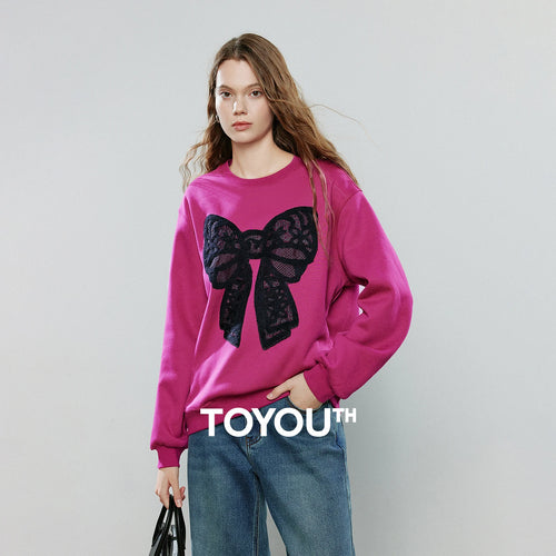 Moletom Feminino Assimétrico com Laço e Renda