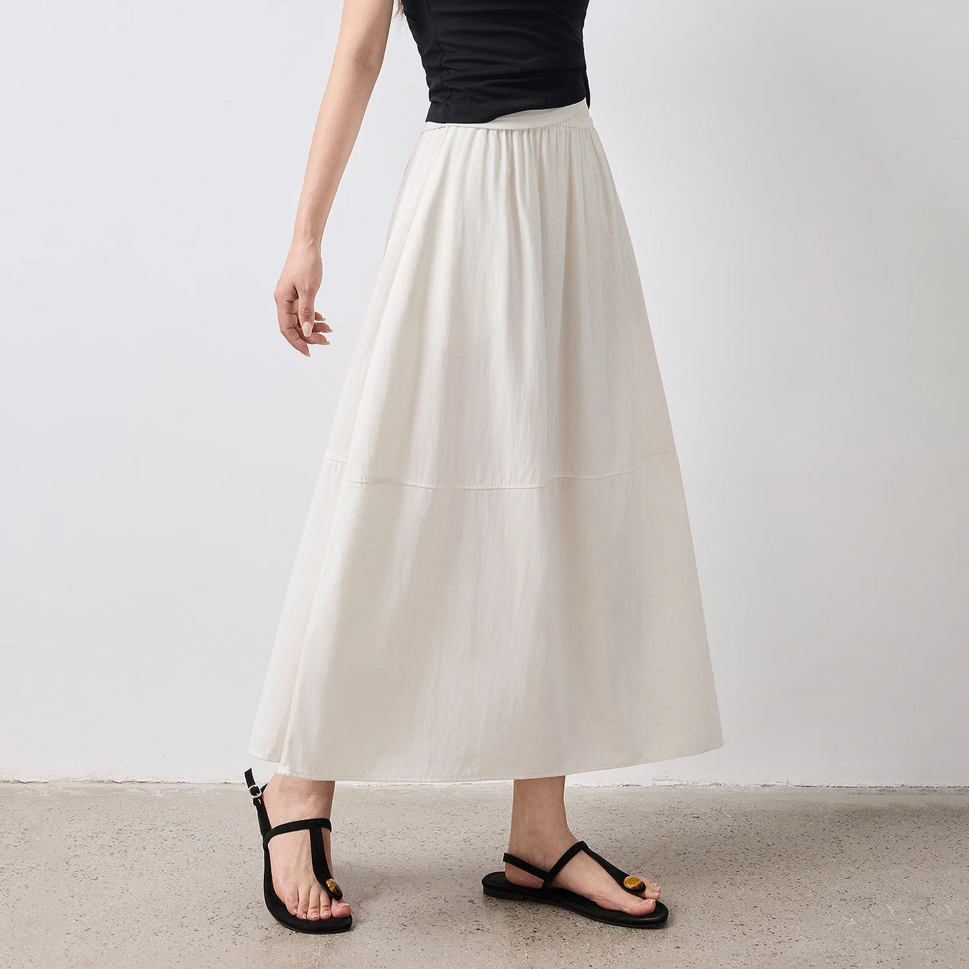Saia Midi Feminina com Fenda Balonê