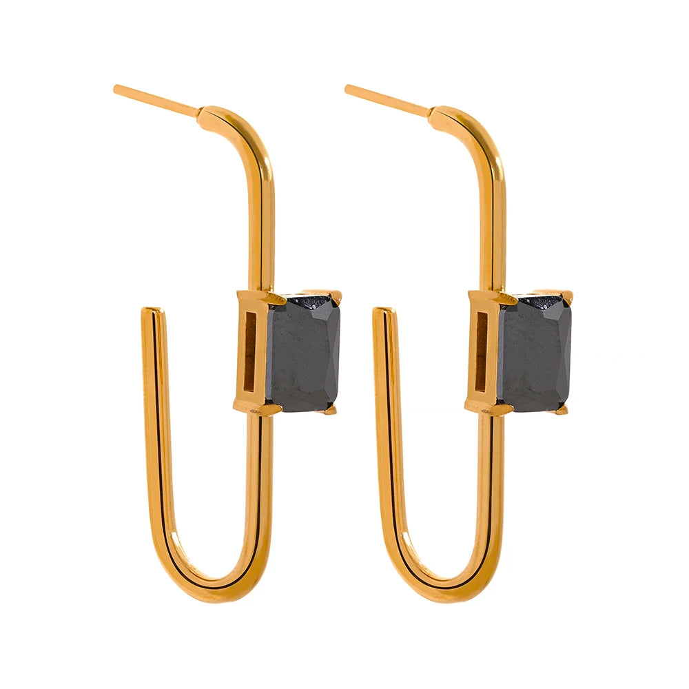 Brinco Pendente Geométrico com Zircônia