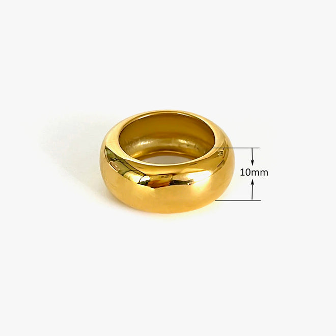 Anel Polido 8 mm e 10 mm com Banho Ouro 18K
