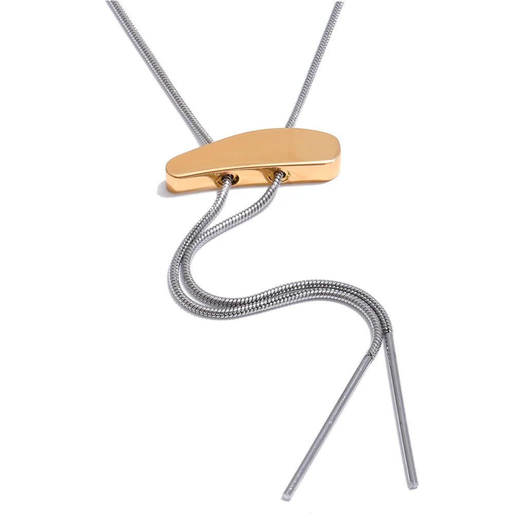 Yhpup 316L Stainless Steel Exclusive Geometric Adjustable Long Sweater Chain Necklace Fashion Jewelry Accessories Waterproof YH4724A
