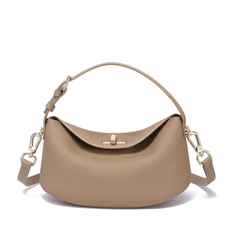 Bolsa pequena feminina de couro legítimo minimalista transversal de ombro