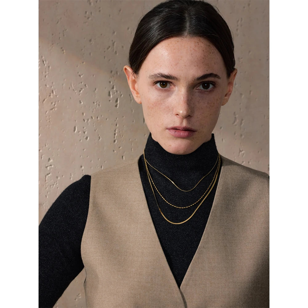 Colar Feminino de Camadas Gota em Aço Inoxidável 8