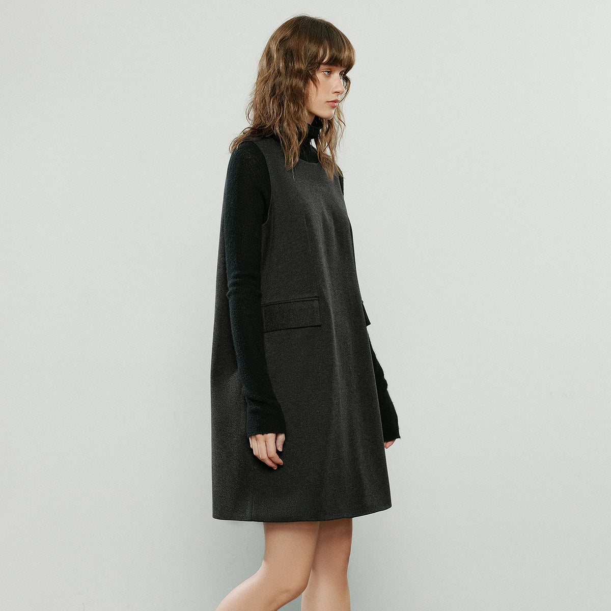 Vestido Colete Midi de Inverno para Sobreposição