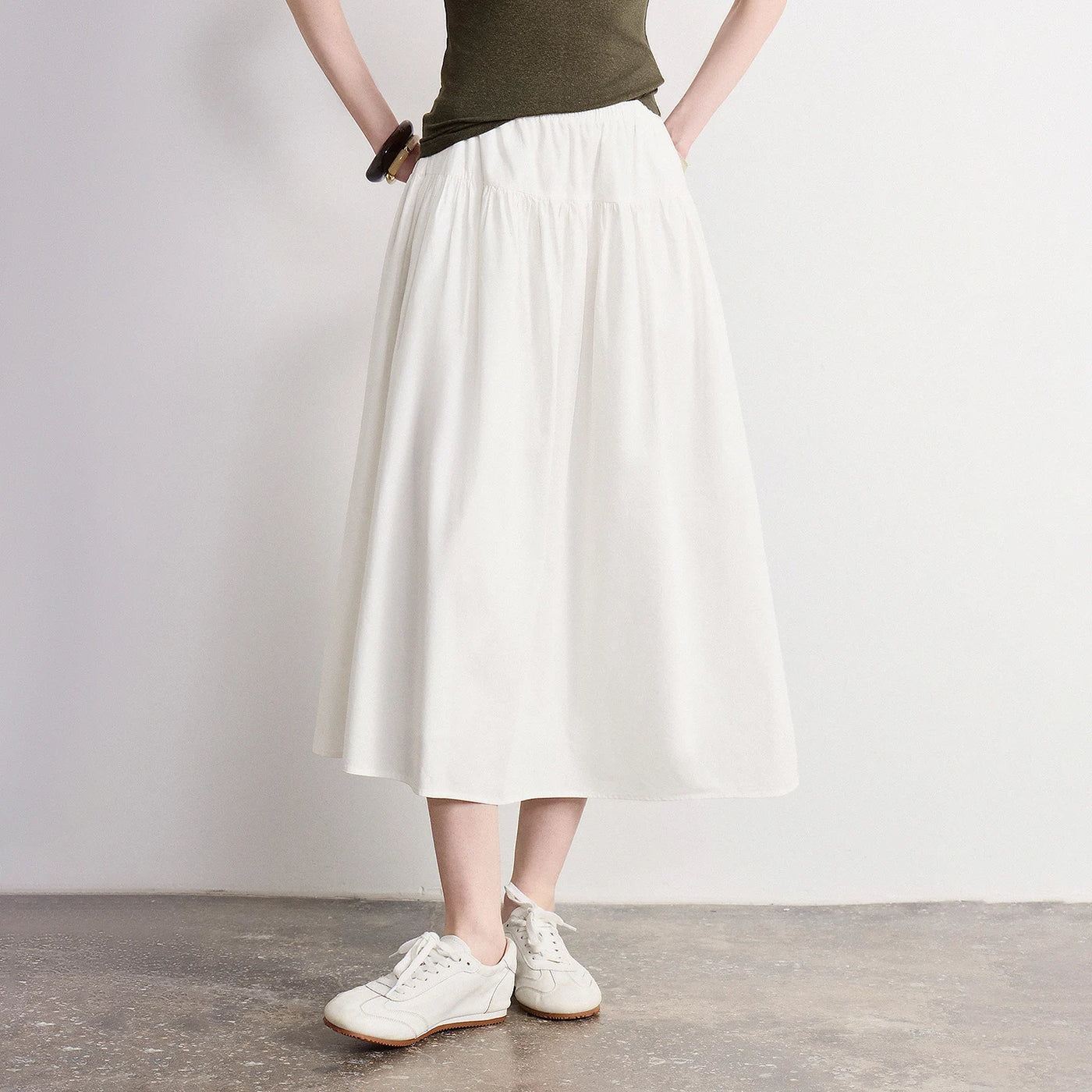 Saia Midi Feminina Patchwork Rodada