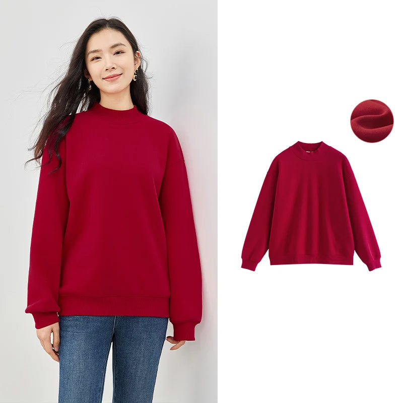 Moletom Feminino Forrado com Gola Alta Curta