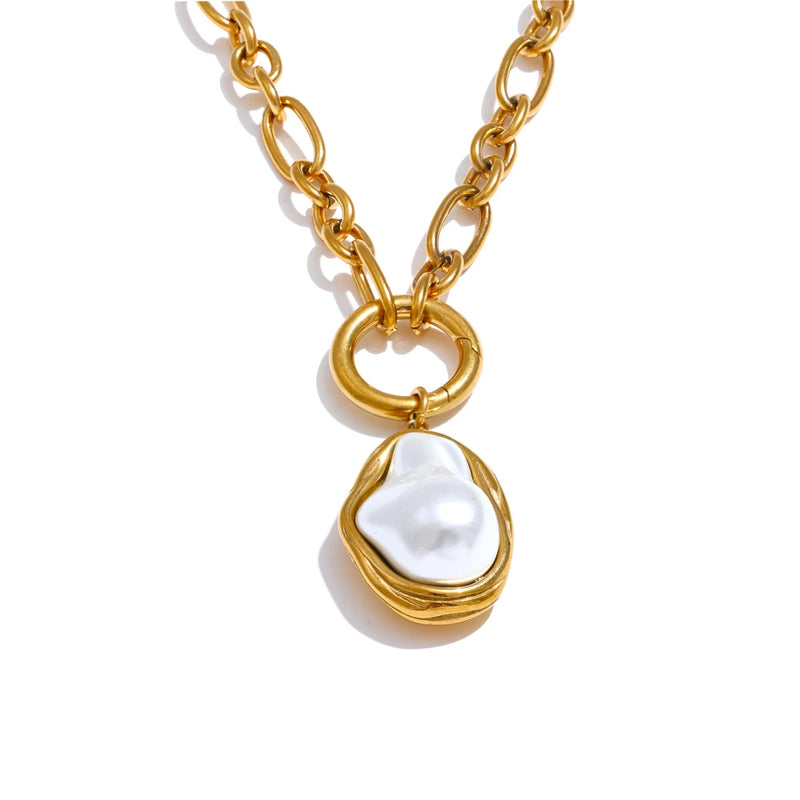 Colar Feminino Gota com Pérola em Aço Inoxidável 12
