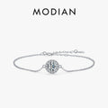 MODIAN Pure 925 Sterling Silver Luxury 1.0Ct Sparkling Clear CZ Link Chain Charm Bracelet For Women Wedding Engagement Jewelry