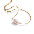 Colar Feminino Gota com Pérola em Aço Inoxidável 14 YH3645A Gold