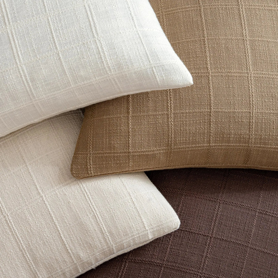Taupe Linen Pillow Covers Decorative Plaid Throw Pillow Covers Boho Cushion Soft Neutral Farmhouse Vintage Cozy Home Decor