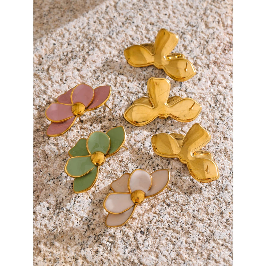 Brinco Flor de Pétalas Esmaltadas