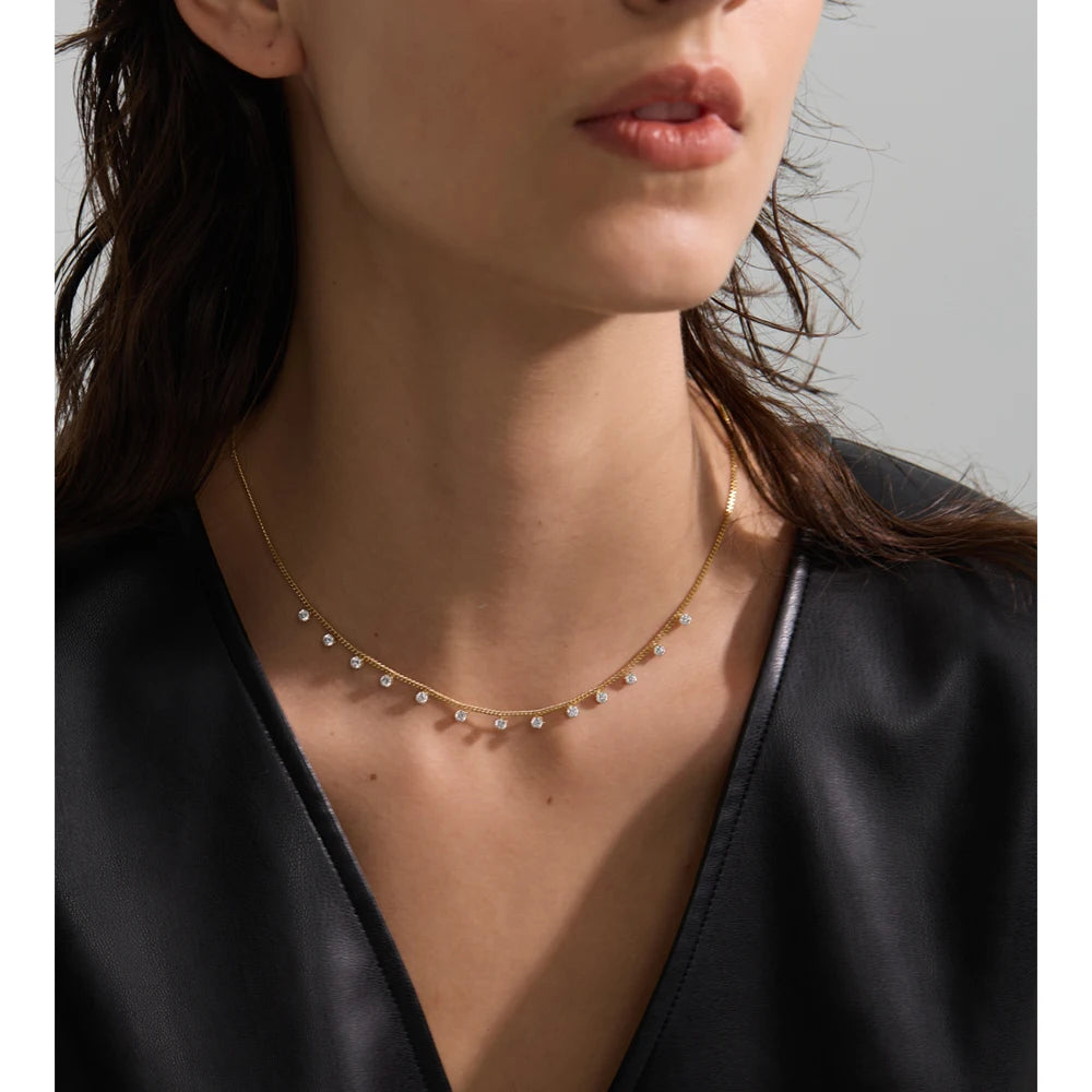 Colar Feminino Gota com Zircônia em Aço Inoxidável 8