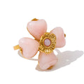 Yhpup Acrylic Fashion Flower Pendant Necklace Adjustable Ring Earrings Set 2025 Stainless Steel Trendy Jewelry Gift Multi-color Ring Pink
